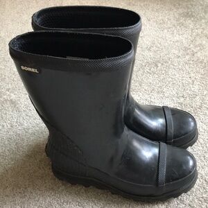 Sorel Womens Black Rubber short rain boot
